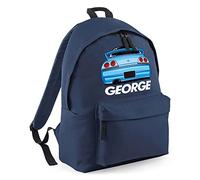 Personalised Drift Car Backpack, Boys Back to School Bag, Custom Gifts for Kids Who Love Fast Cars, Primary and Nursery Child Back Pack, Boys and Girls, One Size, Navy