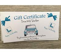 Personalised Driving Lessons Birthday Card Gift Certificate Voucher Aqua Mini 17th 18th Any Age Daughter Sister Grandaughter Girlfriend