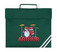 Personalised Drum Kit Book Bag, Boys Back to School Gifts, Custom Bags for Kids Who Love Playing Music, Primary and Nursery Child Bookbag, Boys and Girls, One Size, Bottle
