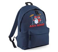 Personalised Drummer Backpack for Boys, Back to School Custom Printed with Childs Name on Rucksack Bag Suitable for Infant Primary and Middle Schools, One Size, Navy