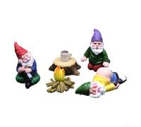 Personalised drunken gnome resin garden decoration set, for adding a fun and whimsical touch to outdoor garden or home spaces (6-piece set)