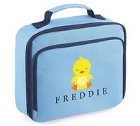 Personalised Duck Lunch Bag for Boys Girls Kids Back to School Nursery Infants Primary Lunchbox Gift, 24cm x 20cm x 8cm, Sky Blue