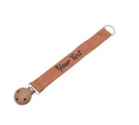 Personalised Dummy Clip Soft Cotton Cloth Baby Pacifier Clips Chain Holder Beech Wooden Clip Nipple Chain for Girl Girl Baby Boy (Caramel)