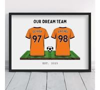 Personalised Dundee Couple's Dream Team Shirt Art Valentine United Gift | All Teams Available | Framed or Prints Available | Boyfriend Husband Man Partner Football Utd Wall Keepsake Sports Poster