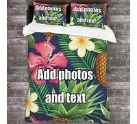 Personalised Duvet Cover, 155×200cm Custom Bedding Set With Memorial Photos, Personalised Photo Double Bedding Duvet Set + Personalized Photo Pillowcase For Family Couples Baby Birthday Friendship