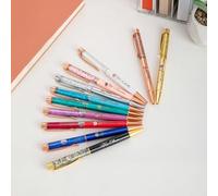 Personalised Dynamic Liquid Sand Pen 2 Pcs Retractable Ballpoint Pens Black Ink with Engraved Multi-Color Birth Flower and Name Pens Ballpoint Smooth Writing for School Stationery Office Supplies