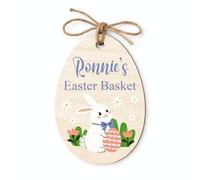 Personalised Easter Basket Tag | Wooden Cute Bunny Name Tag | Custom Easter Basket Decoration
