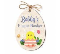 Personalised Easter Basket Tag | Wooden Cute Chick & Egg Name Tag | Custom Easter Label Decoration