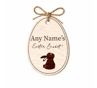 Personalised Easter Basket Tag | Wooden Easter Egg Name Tag | Custom Easter Decoration | Egg Design 1
