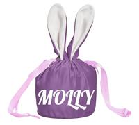 Personalised Easter Bunny Bag Velvet Easter,Custom Easter Egg Hunt Gift Bags Bunny Ears Drawstring Kids Treat Baskets Egg Hunt Bucket Bunny Rabbit Design for Boys Girls