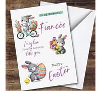 Personalised Easter Card For Fiancee Cute Bunnies | Personalised Easter Card For Fiancee, Her, Animals