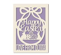 Personalised Easter Card for Her Him Custom Happy Easter for Daughter Grandson Granddaughter Son Easter Gifts for Wife Mum Dad Nanny Custom Bunny Card with Envelope （LilacPurple）