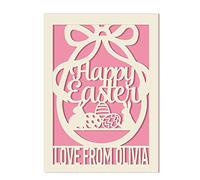 Personalised Easter Card for Her Him Custom Happy Easter for Daughter Grandson Granddaughter Son Easter Gifts for Wife Mum Dad Nanny Custom Bunny Card with Envelope (Pink)