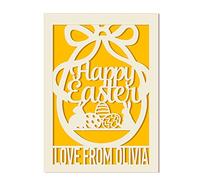 Personalised Easter Card for Her Him Custom Happy Easter for Daughter Grandson Granddaughter Son Easter Gifts for Wife Mum Dad Nanny Custom Bunny Card with Envelope (Gold)