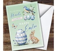 Personalised Easter Card For Uncle Blue Egg Bunnies | Personalised Easter Card For Uncle, Him, Animals