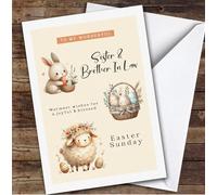 Personalised Easter Card Sister & Brother-In-Law Yellow Sheep Bunny | Personalised Easter Card For Brother-In-Law, Sister, Couples, Animals