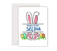Personalised Easter Cards Bunny Card Easter Eggs Card Gifts for Kids for Daughter Granddaughter Grandson Son Mum Dad Nanny Grandad (Design 3)