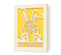 Personalised Easter Cards Easter Bunny Card Easter Gifts Easter Egg Happy Easter Card for Her Him Daughter Grandson Granddaughter Son Easter Card with Envelope(Gold)