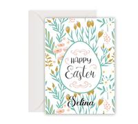Personalised Easter Cards Easter Gifts for Kids Easter Eggs & Bunny Happy Easter Card Easter Gifts for Girls Boys Granddaughter Grandson Daughter Son from Mum Dad Nanny Grandad (Design 4)