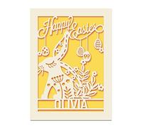 Personalised Easter Cards for Her Him Custom Happy Easter Card for Daughter Granddaughter Grandson Son Easter Gifts for Wife Mum Dad Nanny Custom Bunny Card with Envelope (Gold)