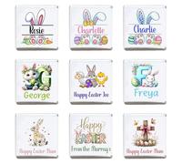 Personalised Easter Chocolate Neapolitan Squares Chocolate Coins Love Heart Rolls Bunny Cross Rabbit Chick Egg Hunt Gift Party Favour Custom Own Design (20, Silver Foil)