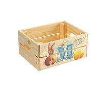 Personalised Easter Crate - Easter Gift Basket for Kids - Easter Hamper Baskets for Gifts Empty with Handles - Easter Egg Gift Box for Children - 23 x 31 x 15 cm - Initial Blue
