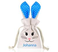 Personalised Easter Gift Bags,Rabbit Ear Burlap Drawstring Tote pocket Custom Any Name,Reusable egg Hunt Party Favors