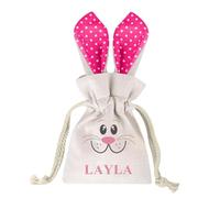 Personalised Easter Gift Bags,Rabbit Ear Burlap Drawstring Tote pocket Custom Any Name,Reusable egg Hunt Party Favors