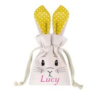 Personalised Easter Gift Bags,Rabbit Ear Burlap Drawstring Tote pocket Custom Any Name,Reusable egg Hunt Party Favors