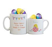 Personalised Easter Gift for Children - Customisable Easter Mug With Egg for Toddler, Niece, Nephew, Grandchild | Children's Mini Mug with Milk Chocolate Eggs | Chick Design Any Girls or Boys Name