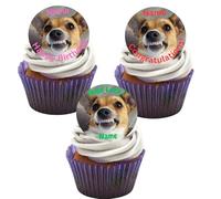 PERSONALISED EDIBLE CUPCAKE TOPPER DECORATIONS - Photos - Names - Messages - Logos - Football Teams - If Its Printable We Will Print It! * PRECUT VANILLA FLAVOURED ICING SHEETS* (24 x 1.5")