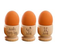 Personalised Egg Cup with Name & Bunny Engraved Easter Gift for Kids 1st Easter Gift Engraved Wooden Egg Cup Dippy Egg Cup for Kids Easter Egg Cup for Children (3 Egg Cups)