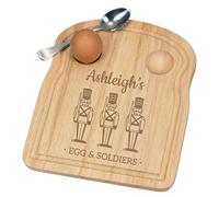 Personalised Egg & Soldiers Serving Board for Dad, Toast Shaped Wooden Breakfast Board with Engraved Soldiers Design, Funny Kitchen Serving Tray Gift for Fathers Day Birthday