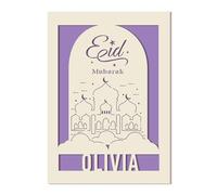 Personalised Eid Cards Custom Eid Mubarak Card Personalised Ramadan Gifts Muslim Gifts Eid Mubarak Decorations Islamic Gifts Card for Kids Her Women Boys Daughter Mum Wife Friend (Lilac Purple)
