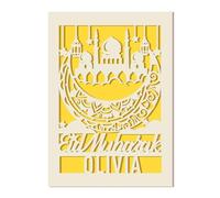 Personalised Eid Cards Ramadan Mubarak Cards Custom Eid Mubarak Card with Envelope Ramadan Muslim Islamic Gift Mubarak Decorations Card for Kids Women Daughter Mum Wife Friend (Gold)