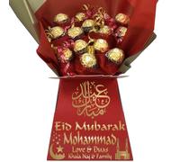 Personalised Eid Chocolate Hamper Gift Bouquet Compatible With FERRERO (red)