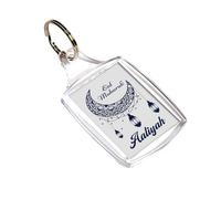 Personalised Eid Mubarak, Happy Eid Gift, Ramadan Greeting, MDF and Rectangle A5 Key Ring, Keychain. (A5 Keyring)