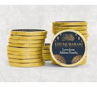 Personalised Eid Mubarak Ramadan Mubarak chocolate Coins Luxury Gold foiled discs gifting Eid gold - Eid Mubarak Navy - 20 Set