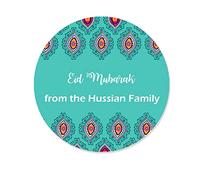 Personalised Eid Mubarak & Ramadan Muslim Islamic Celebration Paisley Teal Orange Pink x 35 Stickers Labels (Teal Paisley)