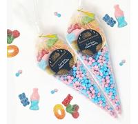 Personalised Eid Mubarak Sweet Cones Stickers Ramadan Mubarak Sweets | Halal Sweet Cones | Eid Sweets Party Favours | Gifts for Ramadan - Navy Ramadan Mubarak with 16 filled cones