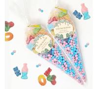 Personalised Eid Mubarak Sweet Cones Stickers Ramadan Mubarak Sweets | Halal Sweet Cones | Eid Sweets Party Favours | Gifts for Ramadan - Teal Eid Mubarak with 6 filled cones