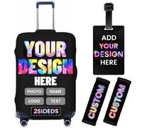 Personalised Elastic Luggage Protector Cover, 18~32"Custom Photo Luggage Covers with Photo Logo Text Printed, Custom Suitcase Cover Design Your Own Travel Accessories Protective Covers Protectors (B)