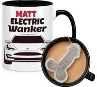 Personalised Electric car driver Gift Mug - Sarcastic Electric Owner Joke For Husband Boyfriend Mate Or Partner, Funny Car lover Birthday Present Secret Santa - Tez driver cup with Free Novelty Teabag