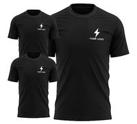 Personalised Electrician T Shirt Bundle Custom Sparky Uniform Workwear Bundle Set Electrical Contractor Company Logo Pack of Tees, L, Black