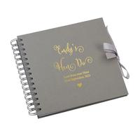 Personalised Elegant Multiple Colours Hen Do Guest Book, Metallic Foil Spiral Bound Scrapbook, Photo Album (Grey)