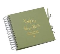 Personalised Elegant Multiple Colours Hen Do Guest Book, Metallic Foil Spiral Bound Scrapbook, Photo Album (Olive)