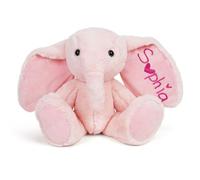 Personalised Elephant Stuffed Animal with Embroidered Name on Ears - Custom Plush Toy for Children - Soft Handmade Stitched Stuffed Animal - Customised Baby Gift for Christmas, Easter or Birthday