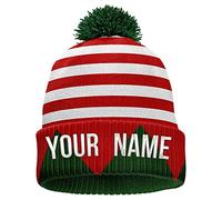 Personalised Elf Christmas Bobble Hat Matching Family Mummy Daddy Boys Girls Gifts Custom Name Xmas Beanie Kids Santas Helper, Custom