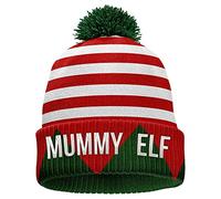 Personalised Elf Christmas Bobble Hat Matching Family Mummy Daddy Boys Girls Gifts Custom Name Xmas Beanie Kids Santas Helper, Mummy Elf