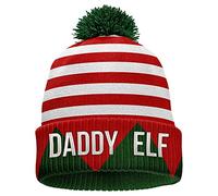 Personalised Elf Christmas Bobble Hat Matching Family Mummy Daddy Boys Girls Gifts Custom Name Xmas Beanie Kids Santas Helper, Daddy Elf
